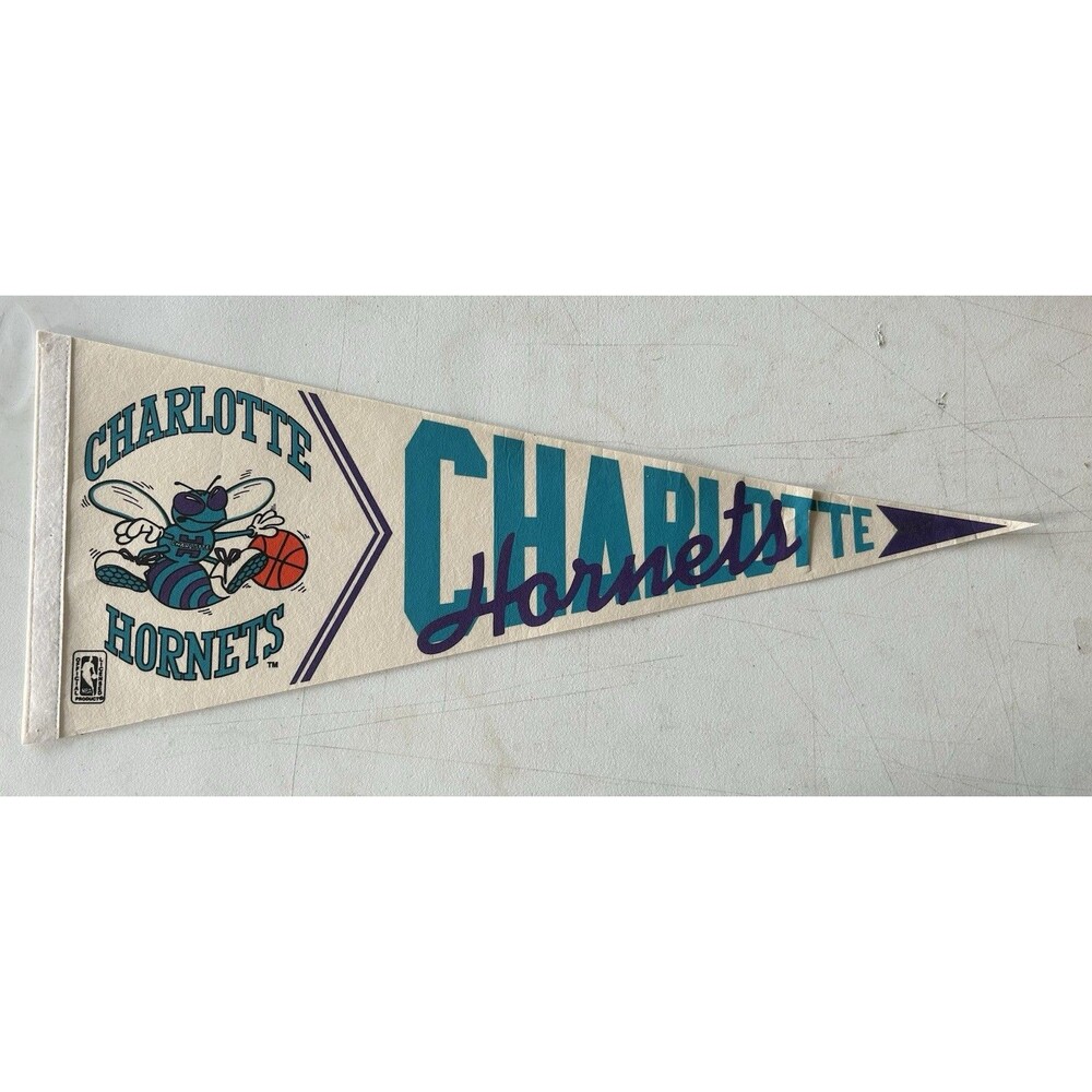 Vintage Charlotte Hornets Felt Pennant 30” NBA Hugo Mascot Official Licensed